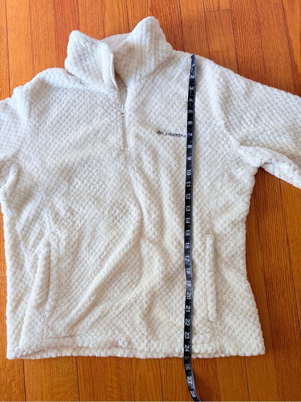 Columbia Cream Sherpa Fleece Quarter Zip Pullover Women’s Large Ivory Cozy Soft - Picture 12 of 13